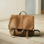 Vegetable-Tanned Leather Messenger Backpack - Elephant Gray / Large Size - Bags Backpacks & Luggage