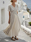 Women’s Loose Fit Striped Printing Dress - Casual Cotton Blend Summer Midi Dress For Daily Wear Holiday Outfit - Black