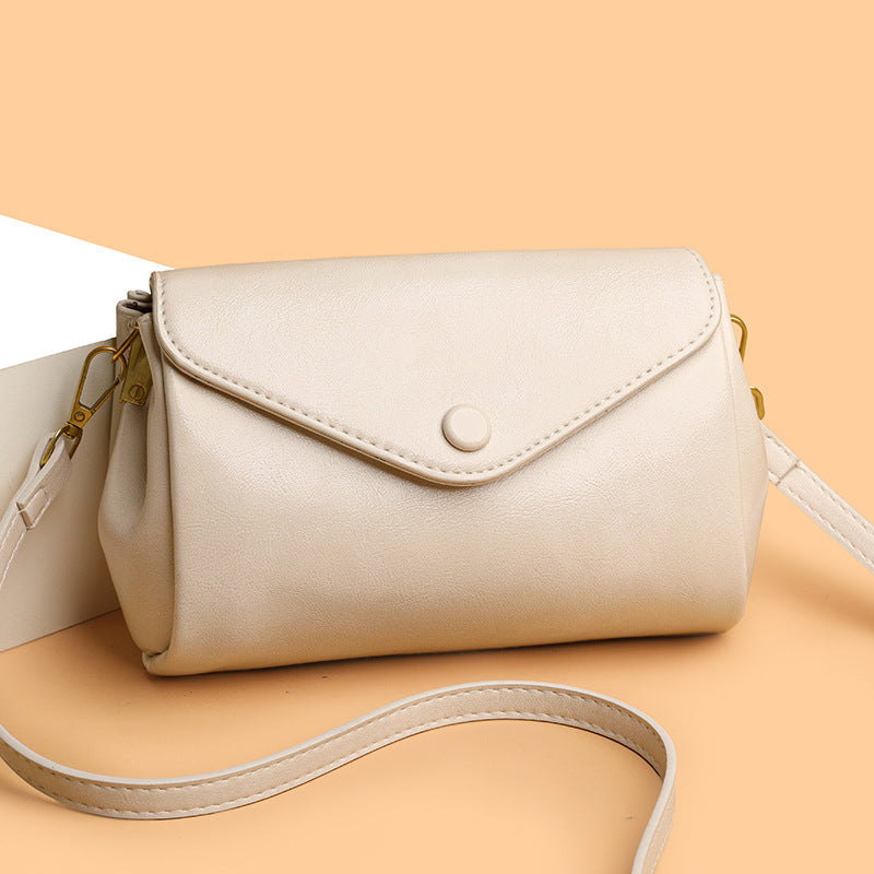 Versatile Retro Multi-Compartment Commuter Casual Crossbody Bag - Beige White - Bags Backpacks & Luggage