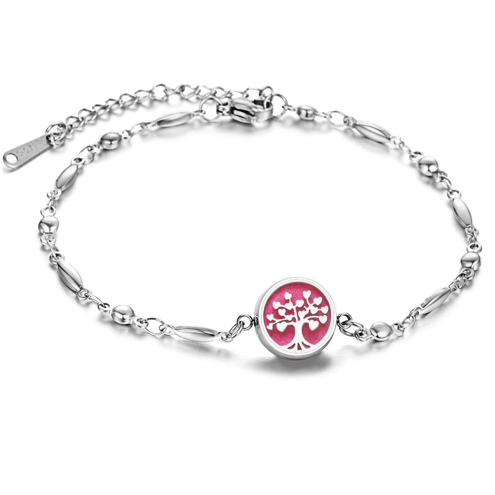Stainless Steel Openable Aromatherapy Essential Oil Diffuser Box Adjustable Life Tree Essential Oil Bracelet - 05style