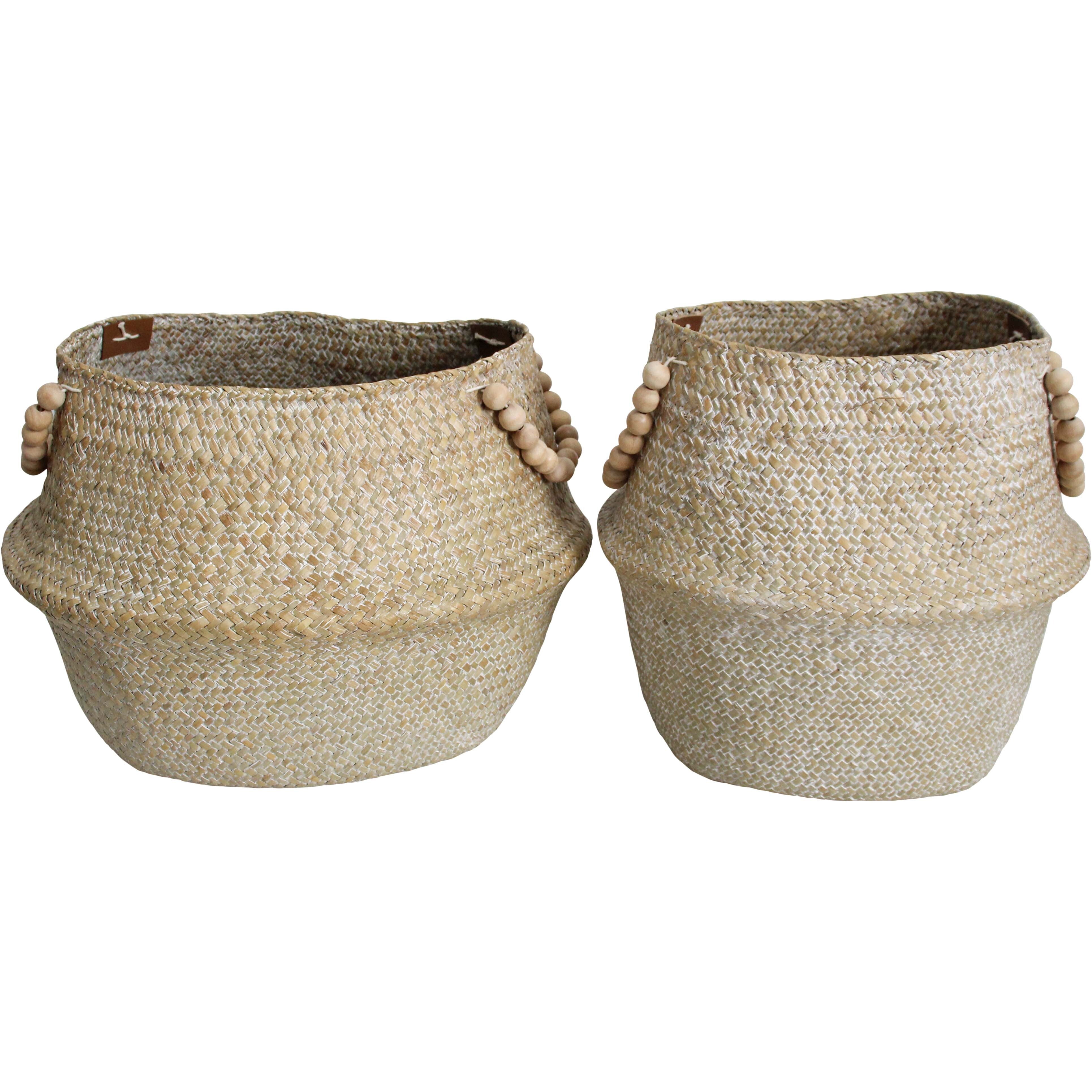Belly Basket S/2 Nat/wash Beads Main image