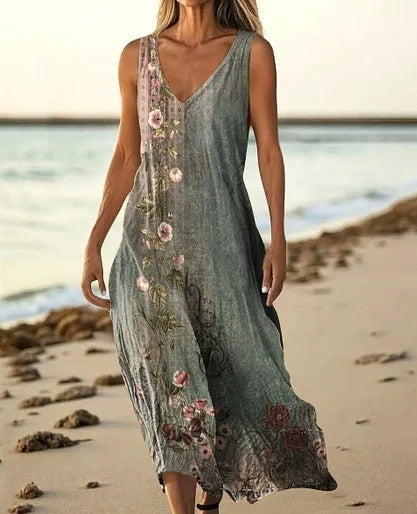 Summer Sleeveless Casual Print Temperament Long Dress - 51 Model E688 / L - Dresses