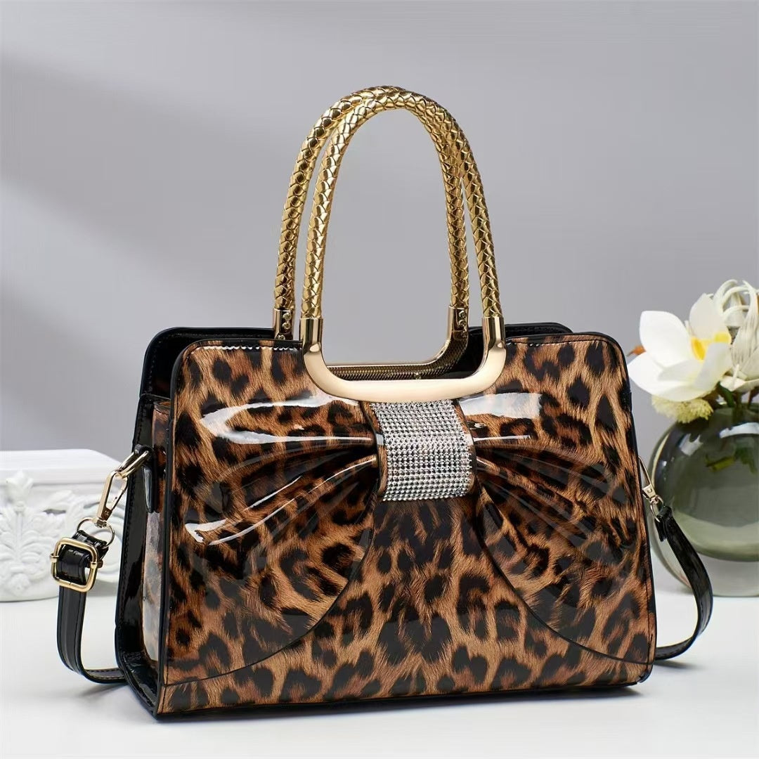 Embellished Versatile Leopard-print Womens Bag - Yellowish Brown / 29X12X21CM - Bags Backpacks & Luggage