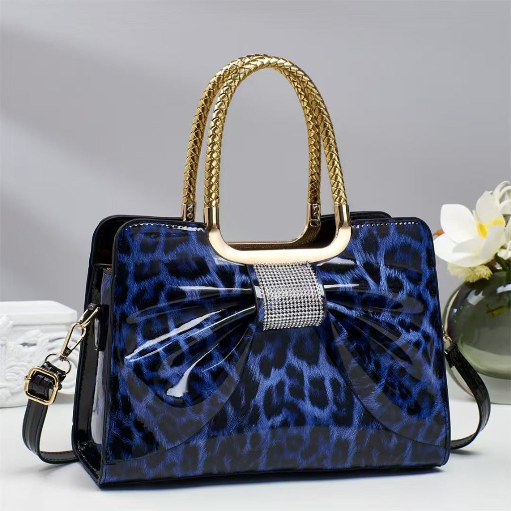 Embellished Versatile Leopard-print Womens Bag - Blue / 29X12X21CM - Bags Backpacks & Luggage