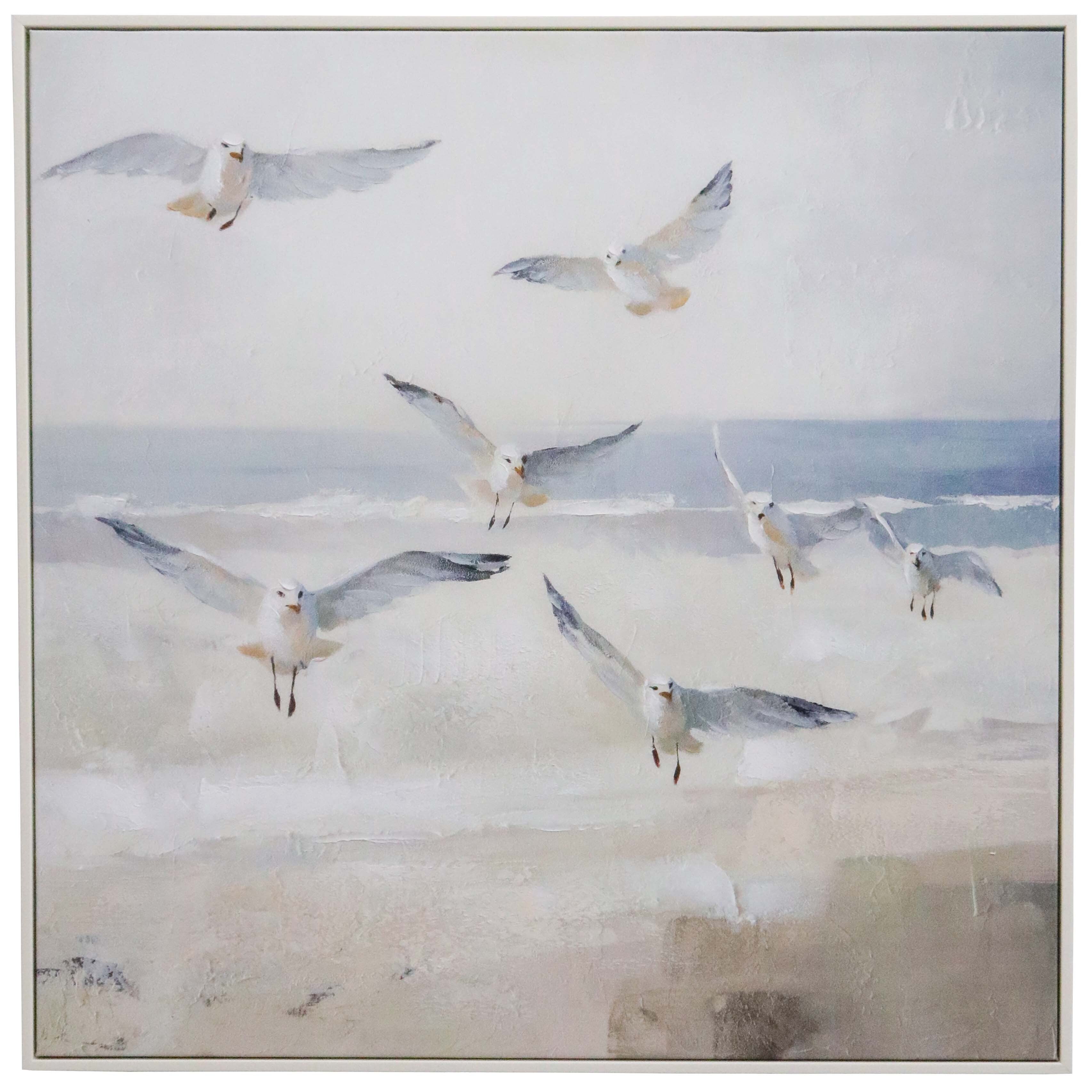 Framed Canvas Seagulls