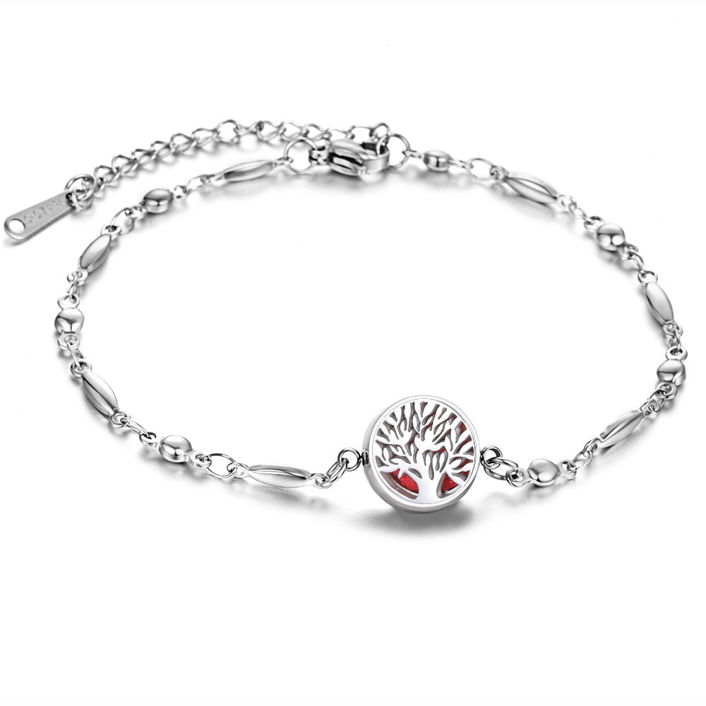 Stainless Steel Openable Aromatherapy Essential Oil Diffuser Box Adjustable Life Tree Essential Oil Bracelet - 02style