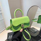 Womens Light Solid-Colour Commuter Crossbody Bag With Lock Closure - Green - Bags Backpacks & Luggage
