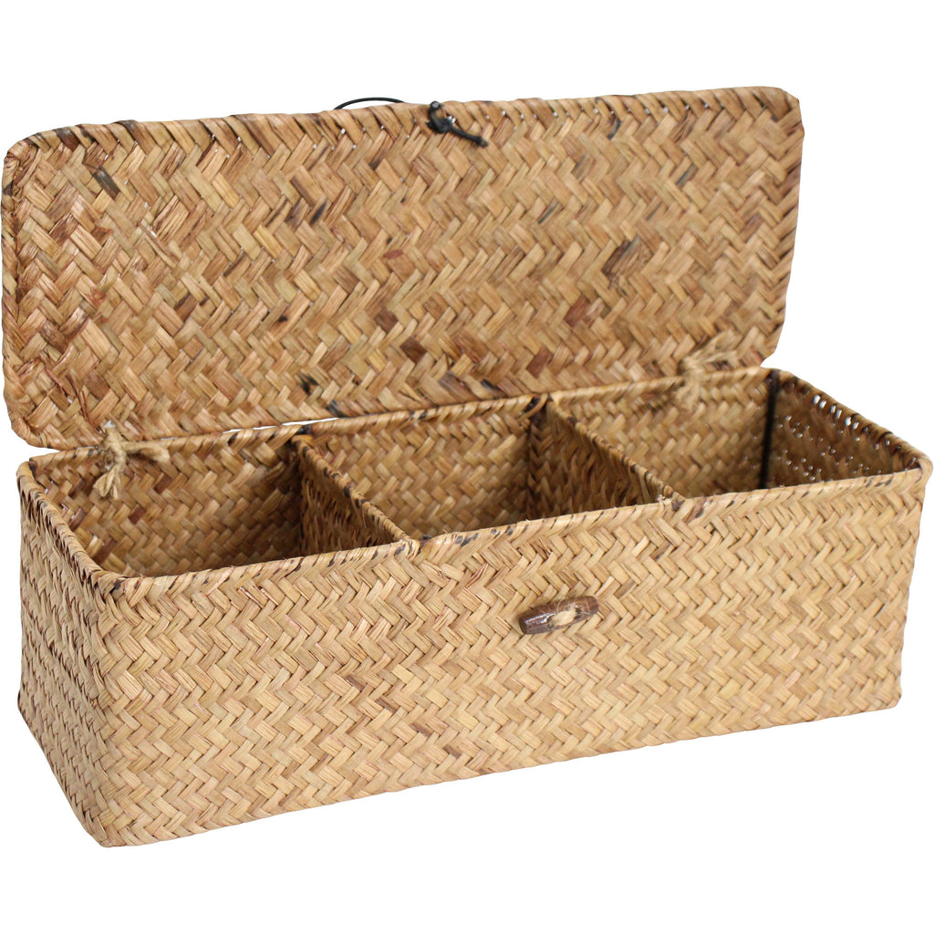 Woven Case W/ Sections Nat | 33 x 13 x 11 cm