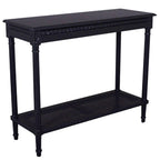 Black Polo Classic Console with Rattan Shelf