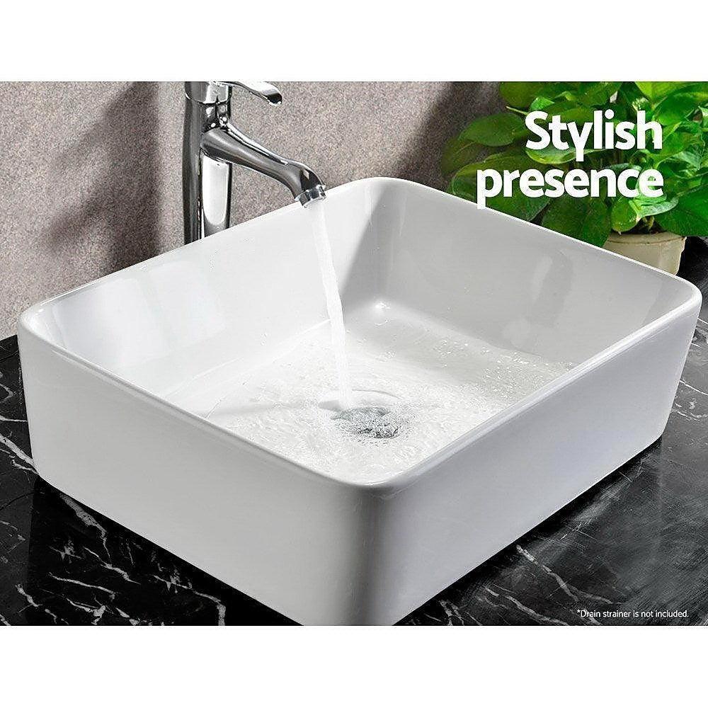 Square Above-counter Top-mount Ceramic Bathroom Basin Vanity Sink