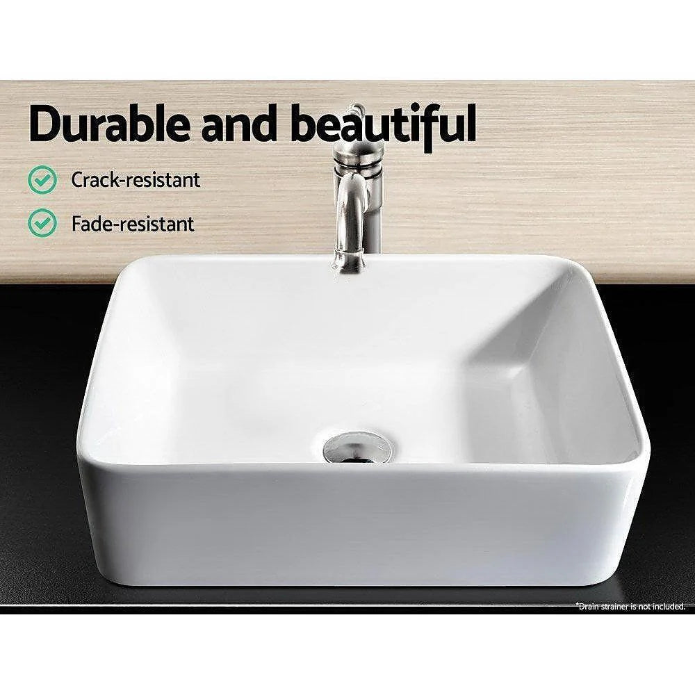 Square Above-counter Top-mount Ceramic Bathroom Basin Vanity Sink