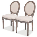 French-Style Dining Chairs in Cream Linen - Set of 2