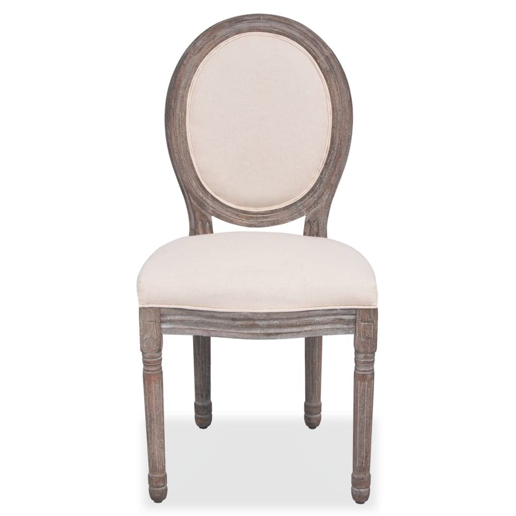 French-Style Dining Chairs in Cream Linen - Set of 2 Secondary image