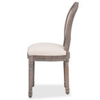 French-Style Dining Chairs in Cream Linen - Set of 2