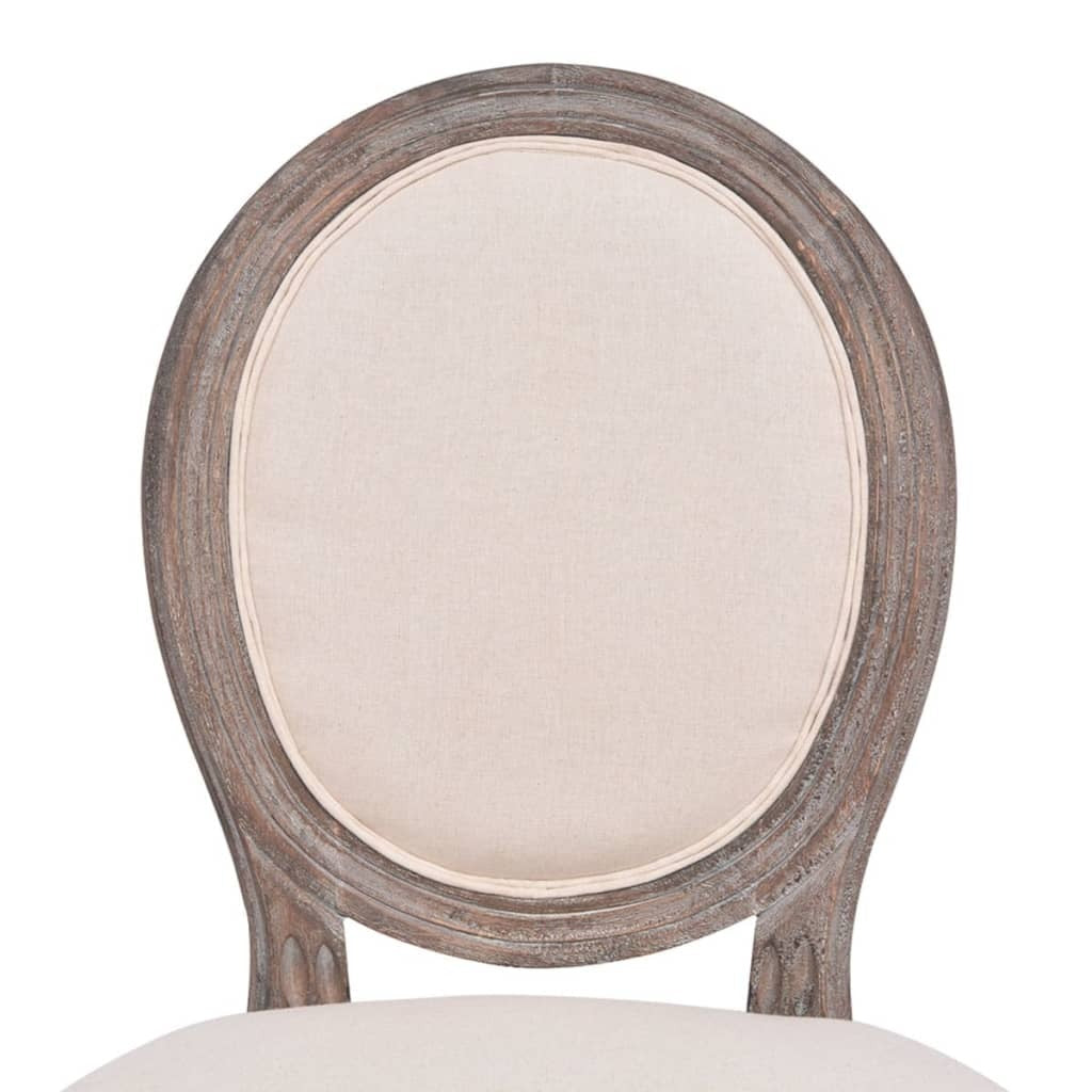 French-Style Dining Chairs in Cream Linen - Set of 2