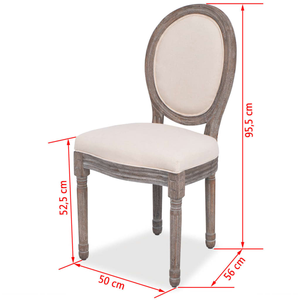French-Style Dining Chairs in Cream Linen - Set of 2