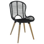 Dining Chairs in Black Natural Rattan - Set of 2