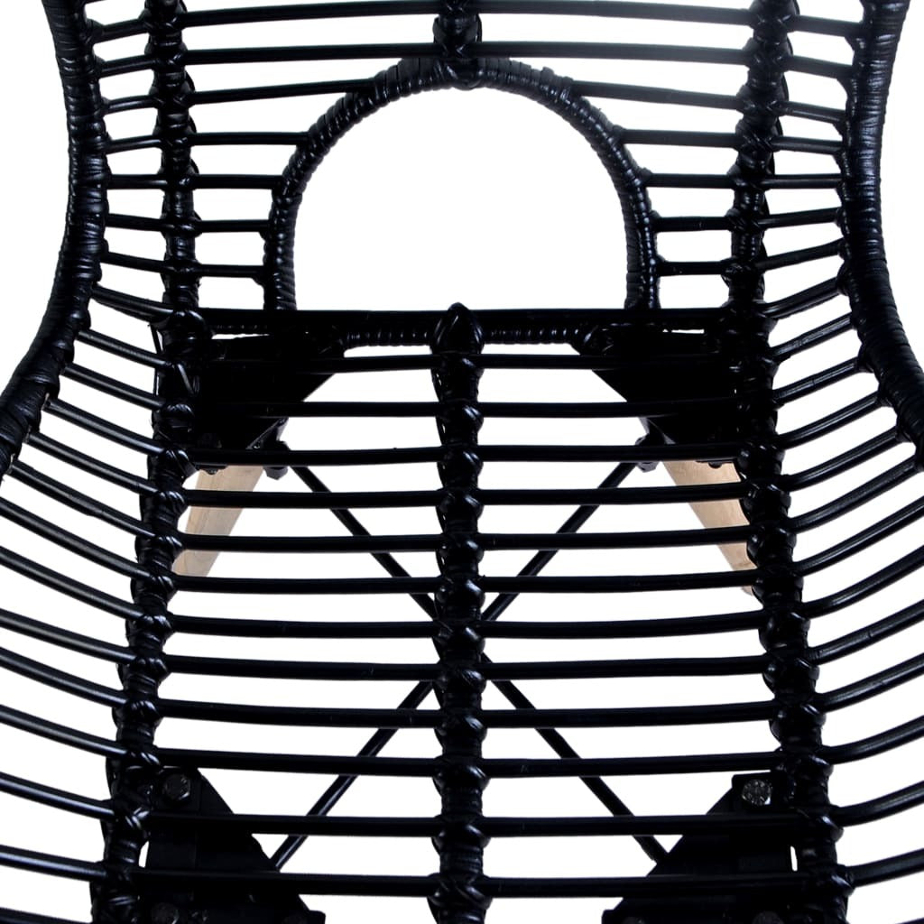 Dining Chairs in Black Natural Rattan - Set of 2