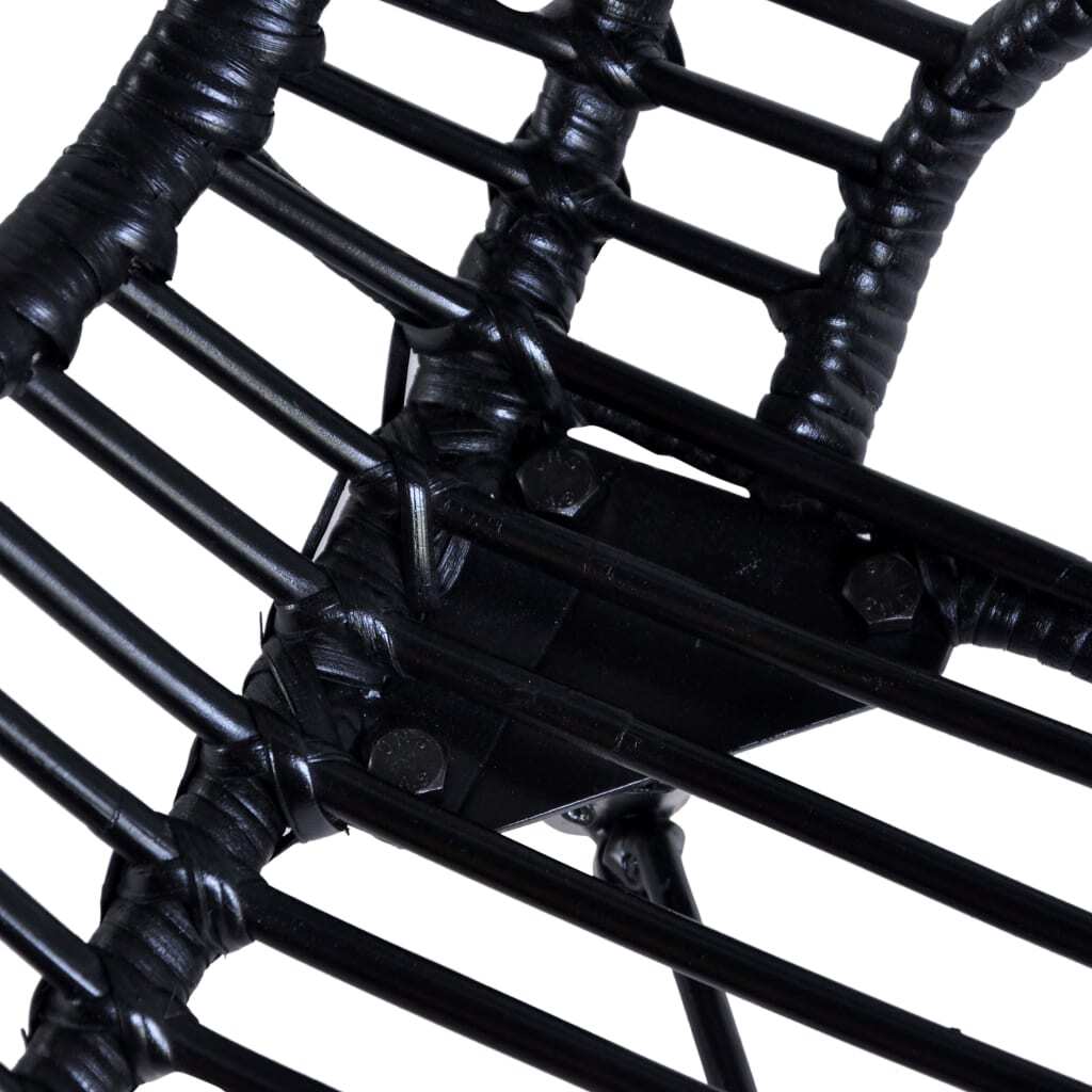 Dining Chairs in Black Natural Rattan - Set of 2
