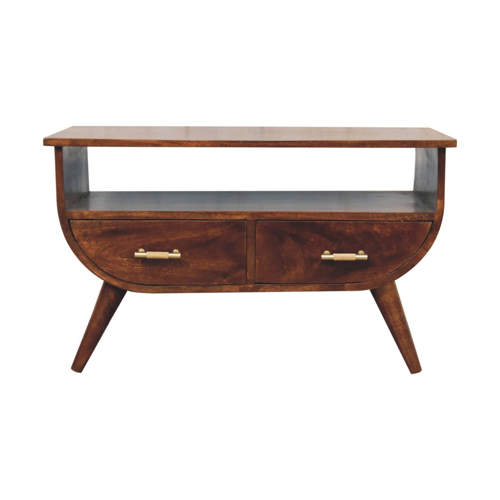 Solid Mango Wood Coffee Table - Chestnut Finish