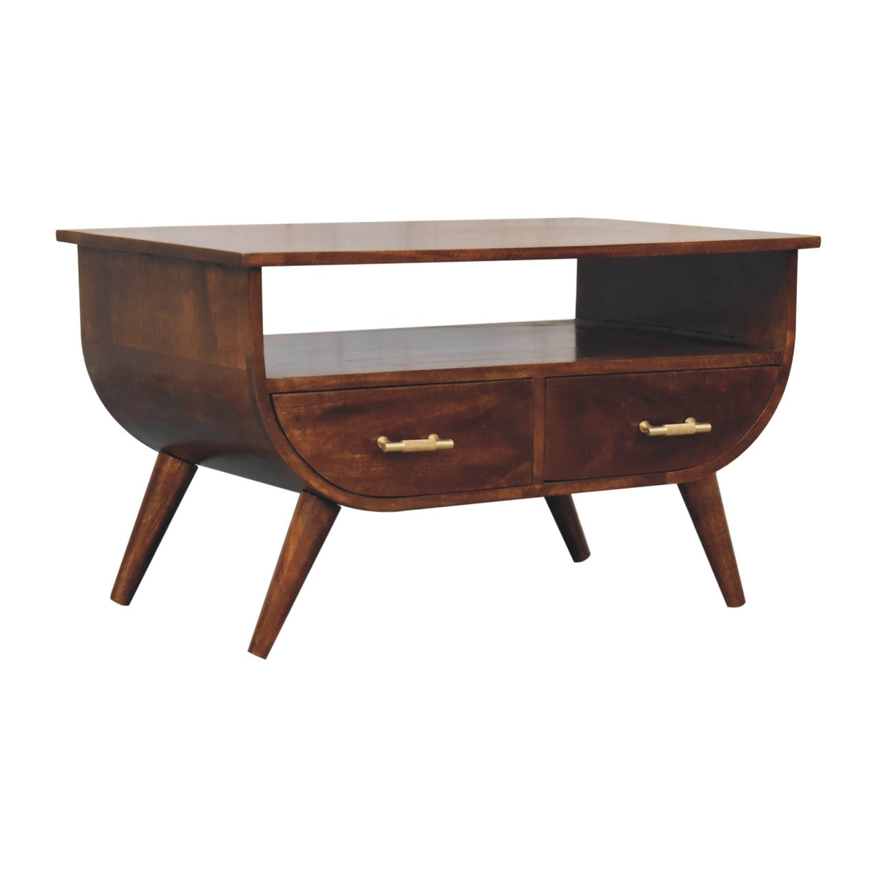 Solid Mango Wood Coffee Table - Chestnut Finish Secondary image