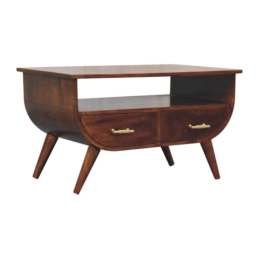 Solid Mango Wood Coffee Table - Chestnut Finish