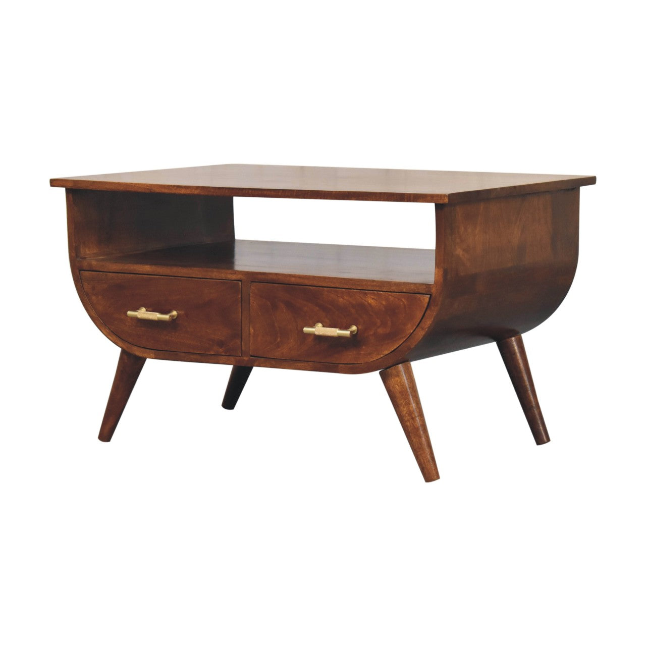 Solid Mango Wood Coffee Table - Chestnut Finish