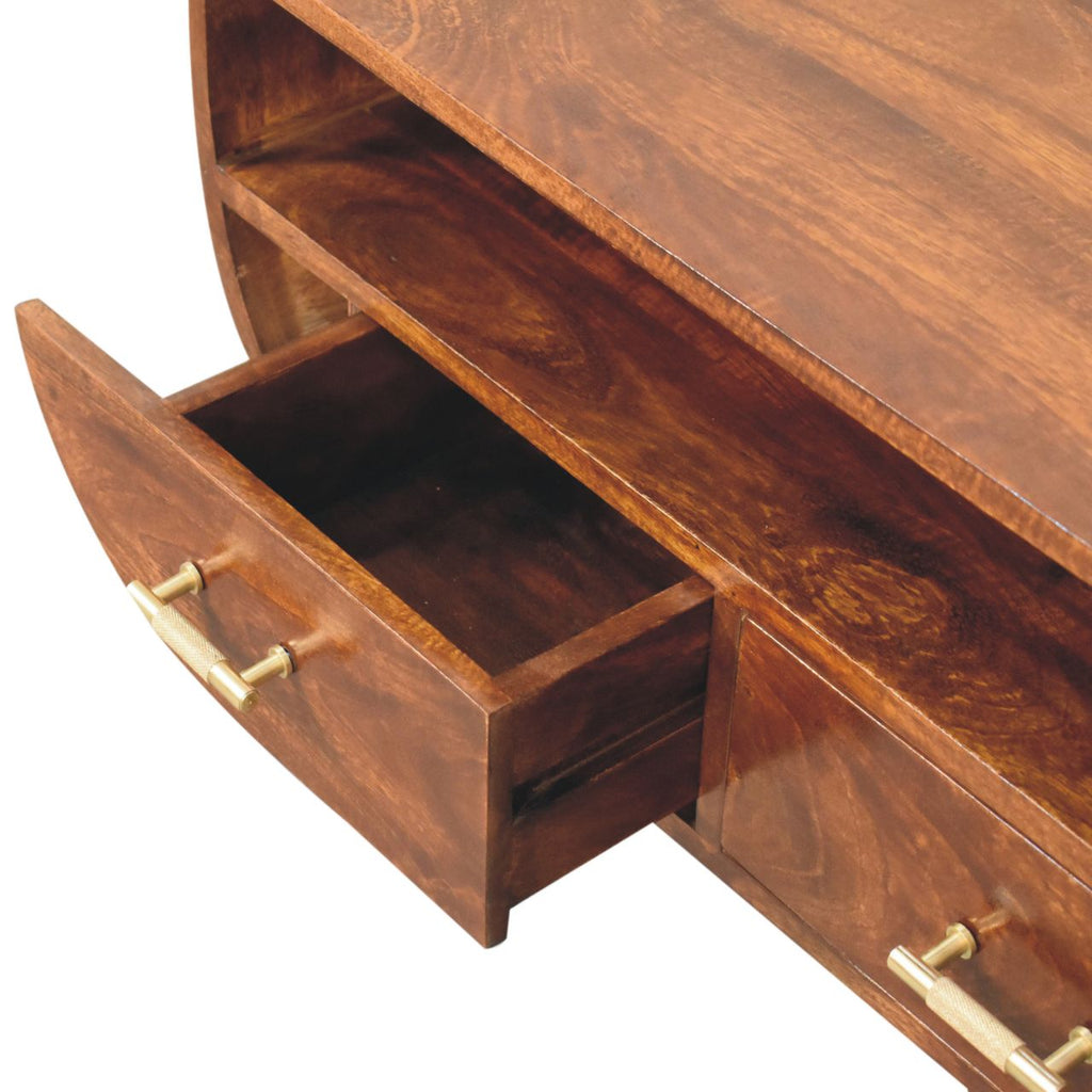 Solid Mango Wood Coffee Table - Chestnut Finish