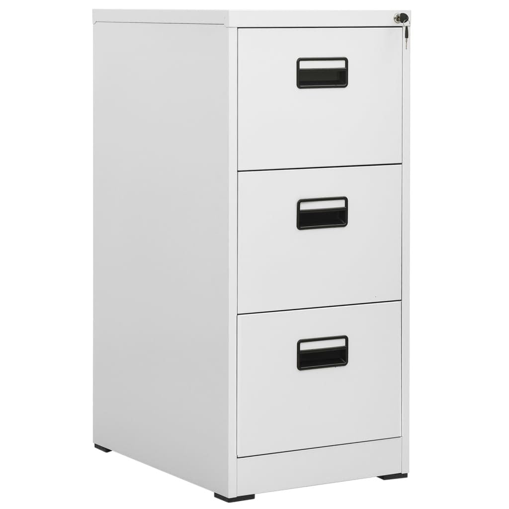 3-Drawer Steel Filing Cabinet in Light Grey Main image