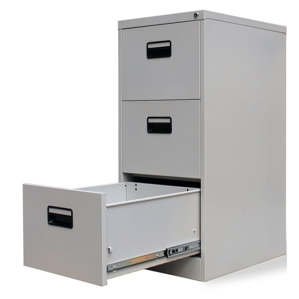 3-Drawer Steel Filing Cabinet in Light Grey