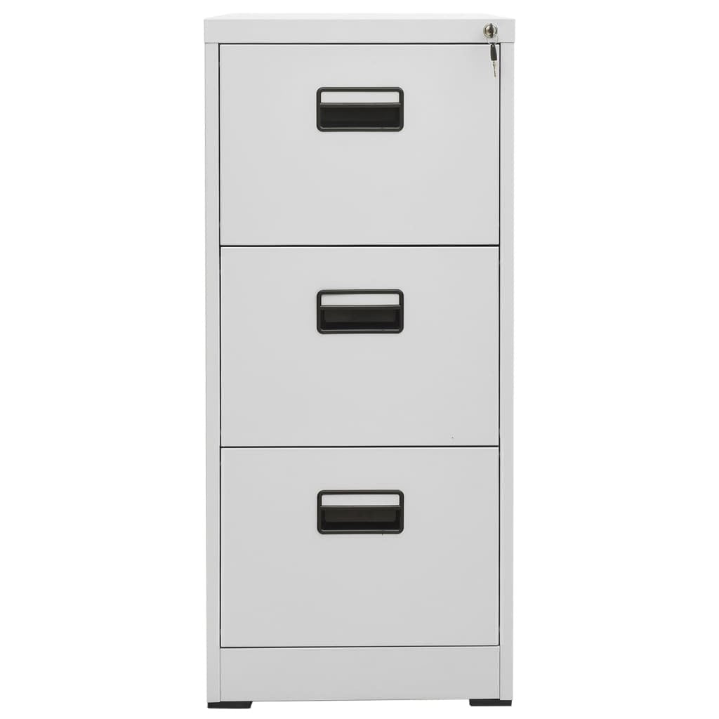 3-Drawer Steel Filing Cabinet in Light Grey Secondary image