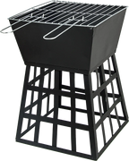 Black Square Fire Pit - Outdoor Heater, BBQ Grill & Tabletop Firepit