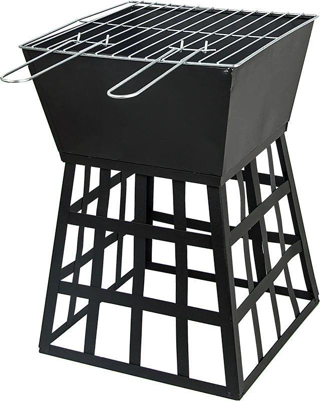 Black Square Fire Pit - Outdoor Heater, BBQ Grill & Tabletop Firepit