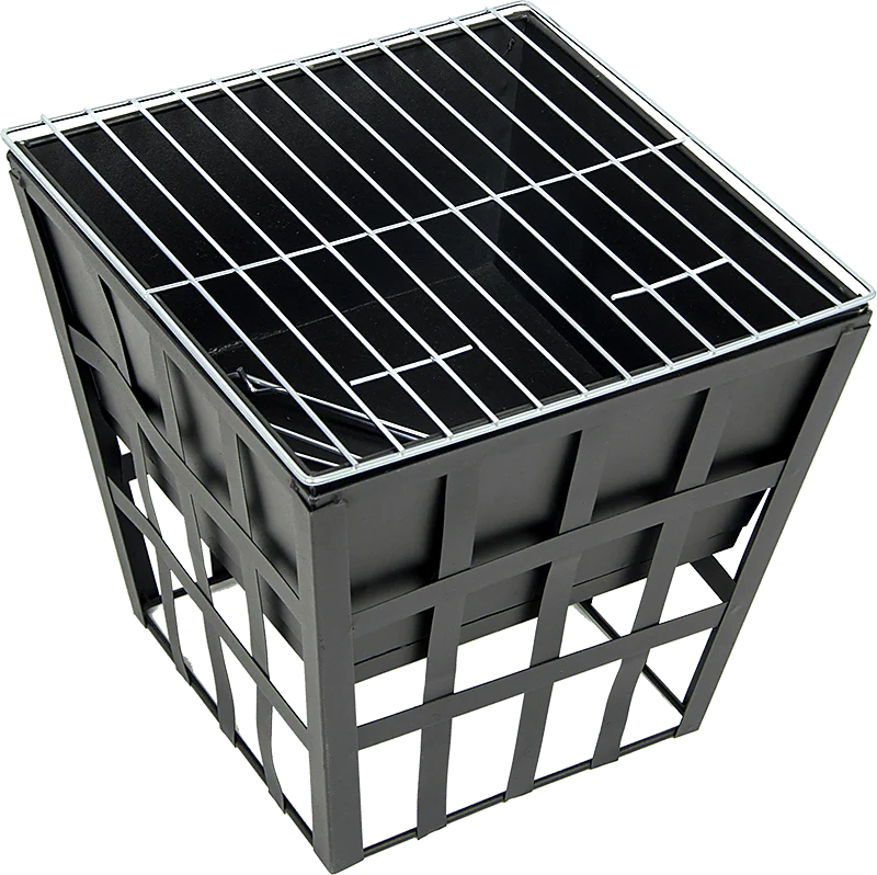Black Square Fire Pit - Outdoor Heater, BBQ Grill & Tabletop Firepit