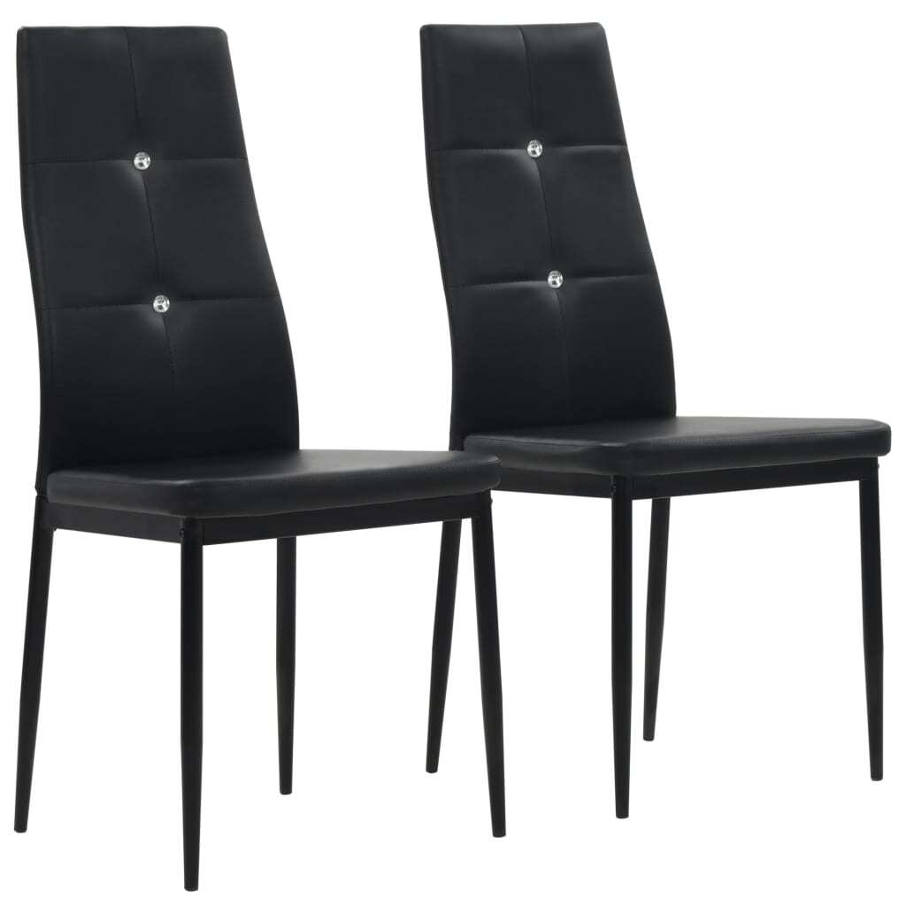 Dining Chairs in Black Faux Leather — Set of 2