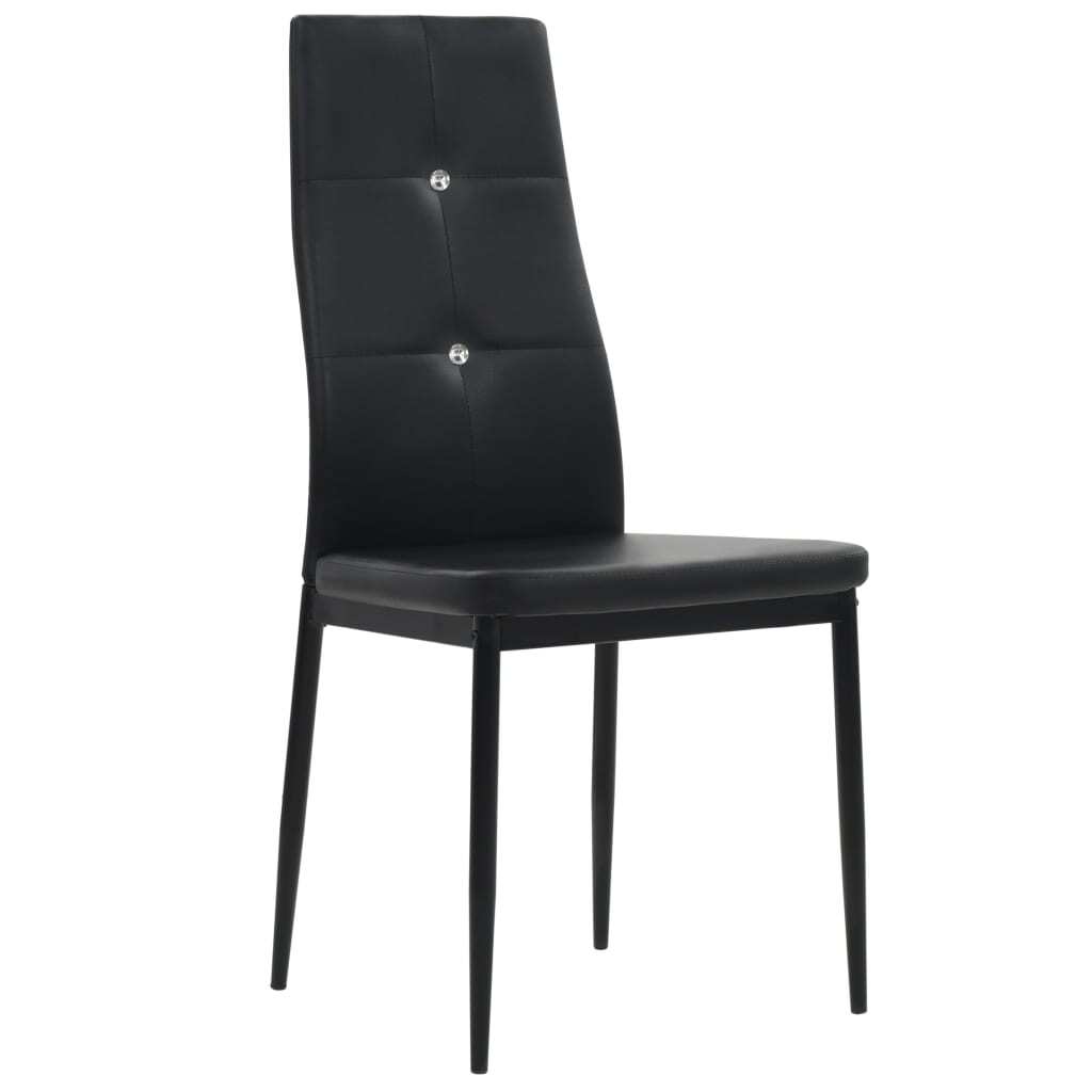 Dining Chairs in Black Faux Leather — Set of 2