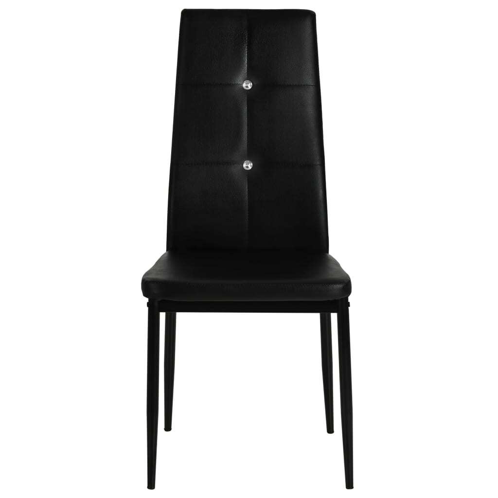 Dining Chairs in Black Faux Leather — Set of 2