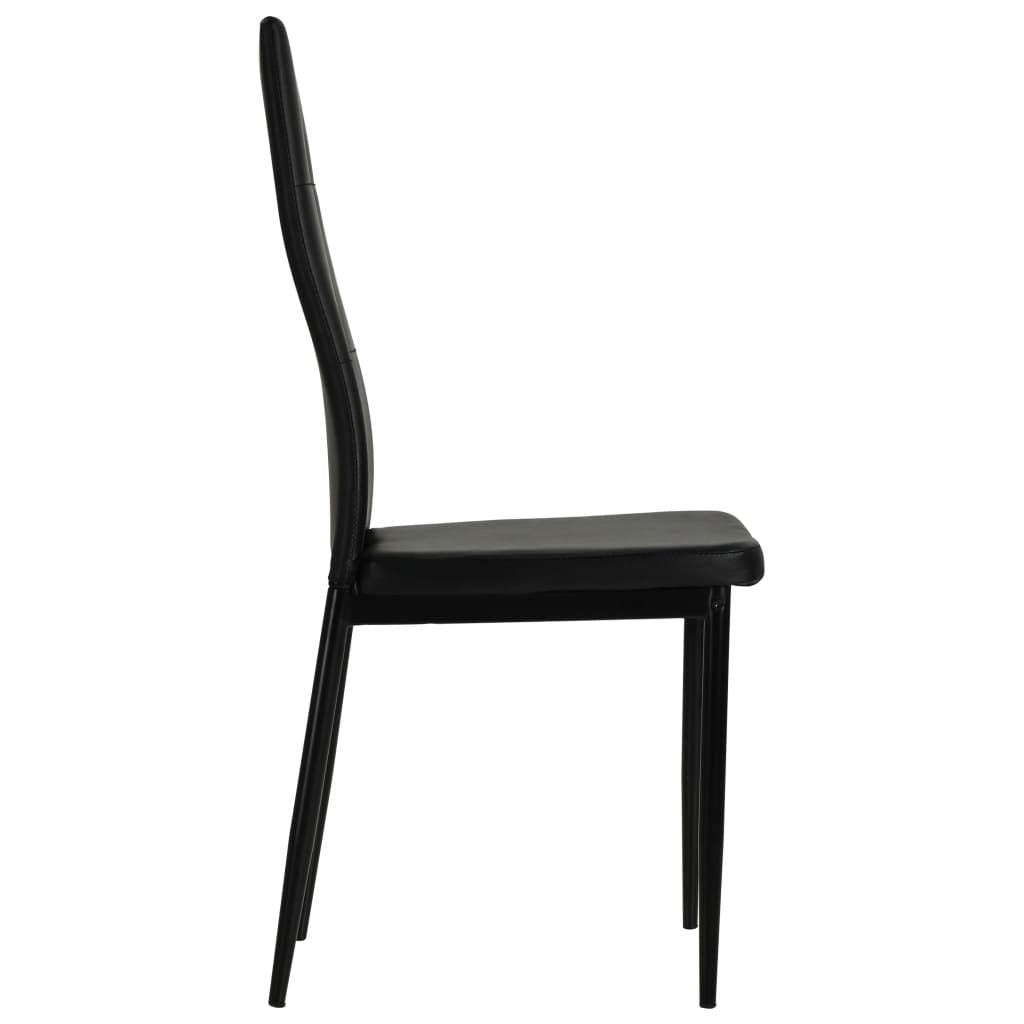 Dining Chairs in Black Faux Leather — Set of 2