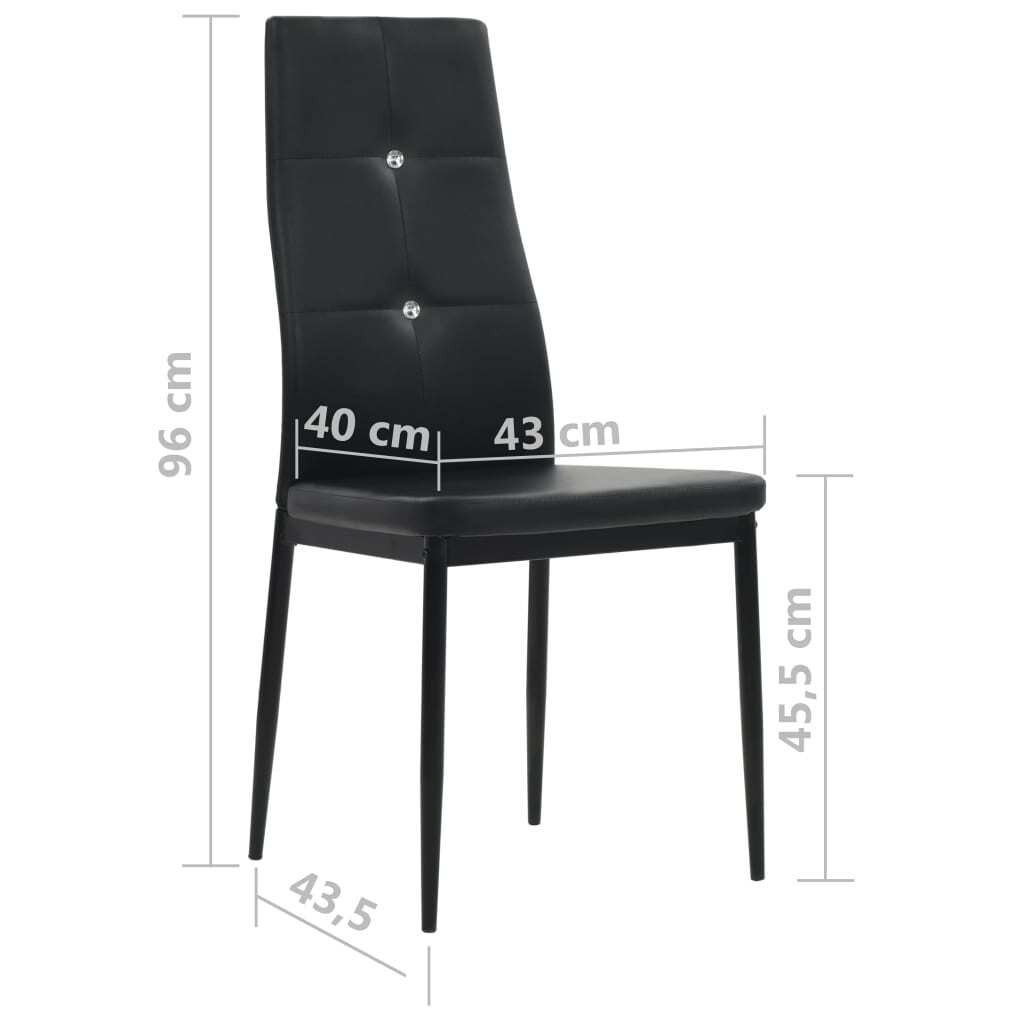 Dining Chairs in Black Faux Leather — Set of 2