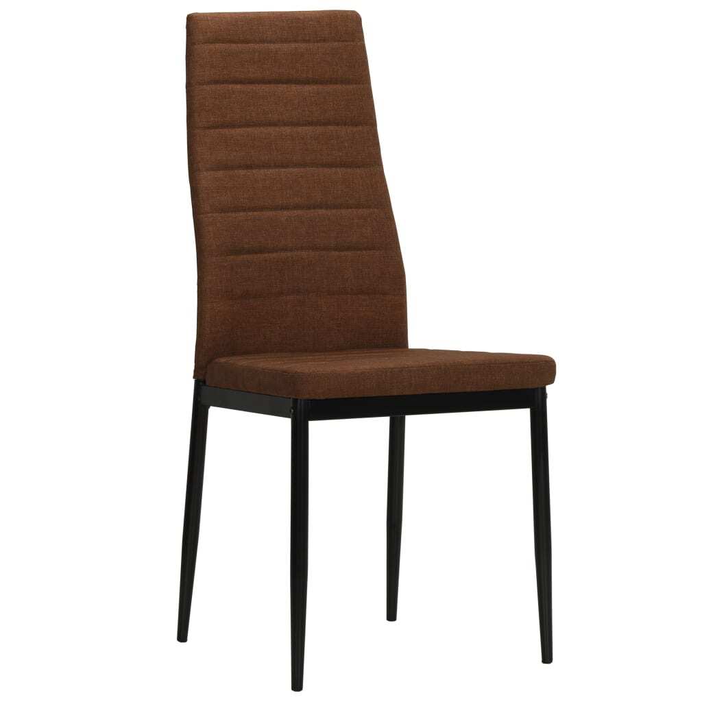 Slim Profile Dining Chairs in Brown Fabric — Set of 2