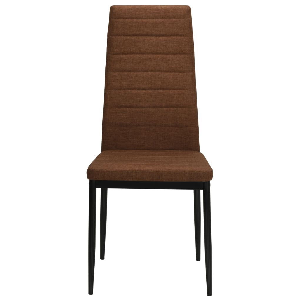 Slim Profile Dining Chairs in Brown Fabric — Set of 2