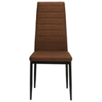 Slim Profile Dining Chairs in Brown Fabric — Set of 2