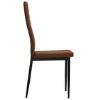 Slim Profile Dining Chairs in Brown Fabric — Set of 2