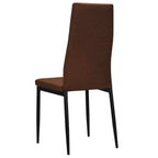 Slim Profile Dining Chairs in Brown Fabric — Set of 2