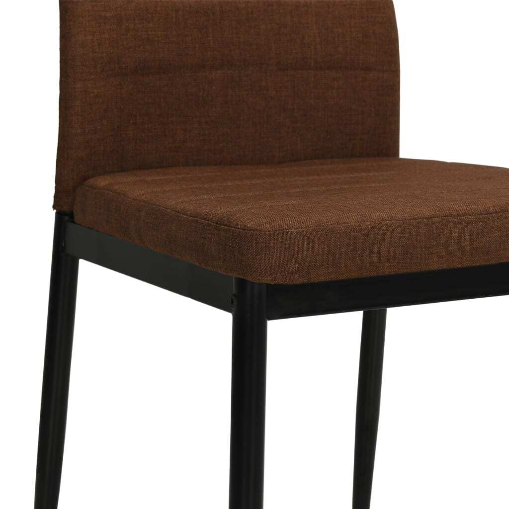 Slim Profile Dining Chairs in Brown Fabric — Set of 2