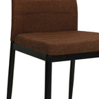 Slim Profile Dining Chairs in Brown Fabric — Set of 2