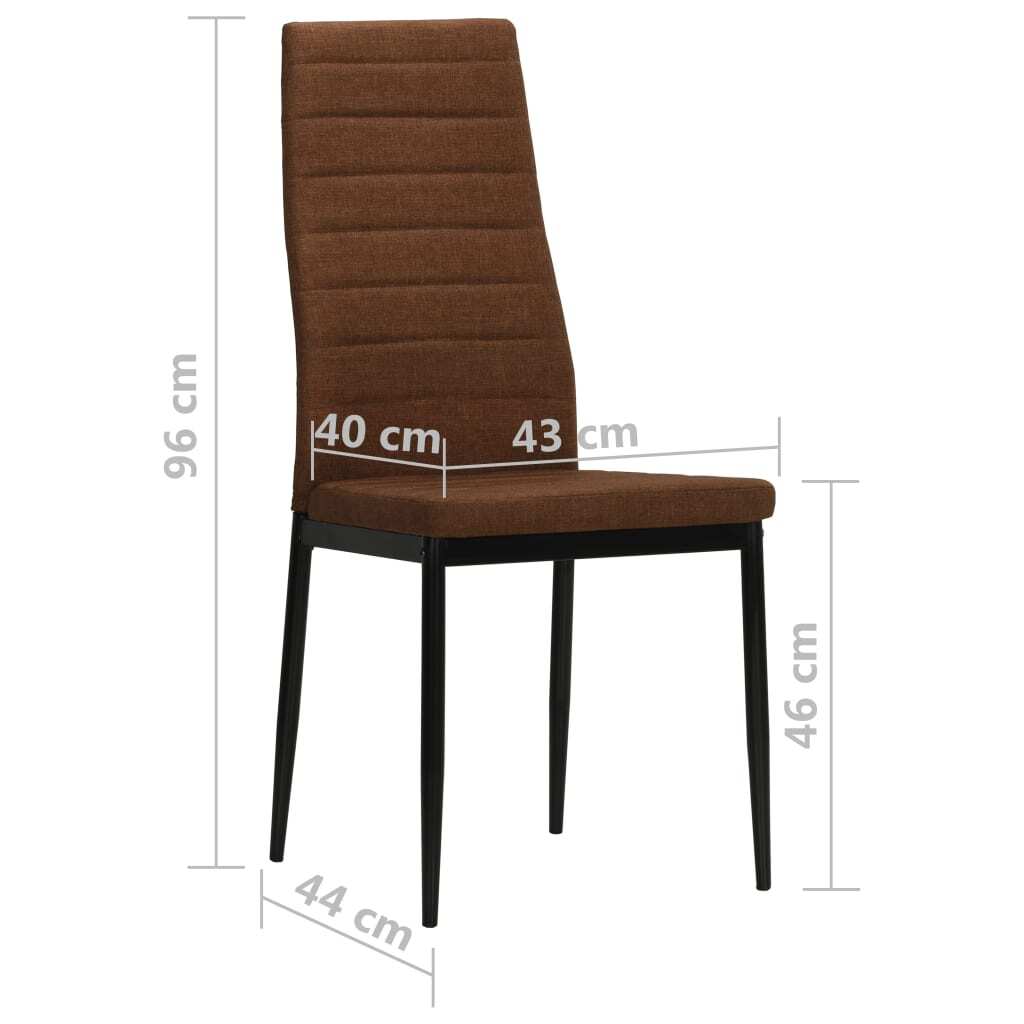 Slim Profile Dining Chairs in Brown Fabric — Set of 2