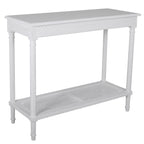 White Polo Classic Console with Rattan Shelf