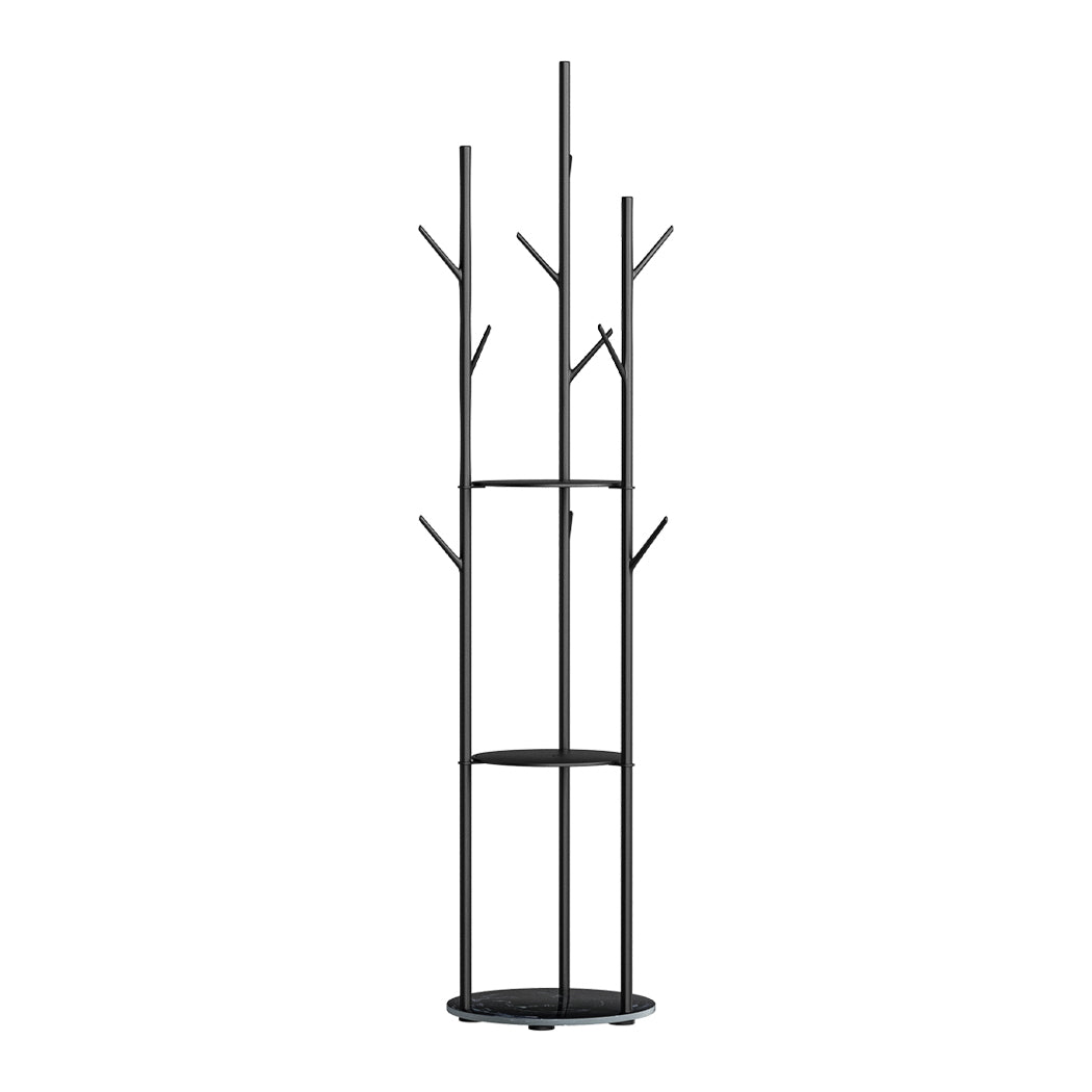 Levede Coat Rack Clothes Stand 8 Hook Organizer Black-2018816848522514432