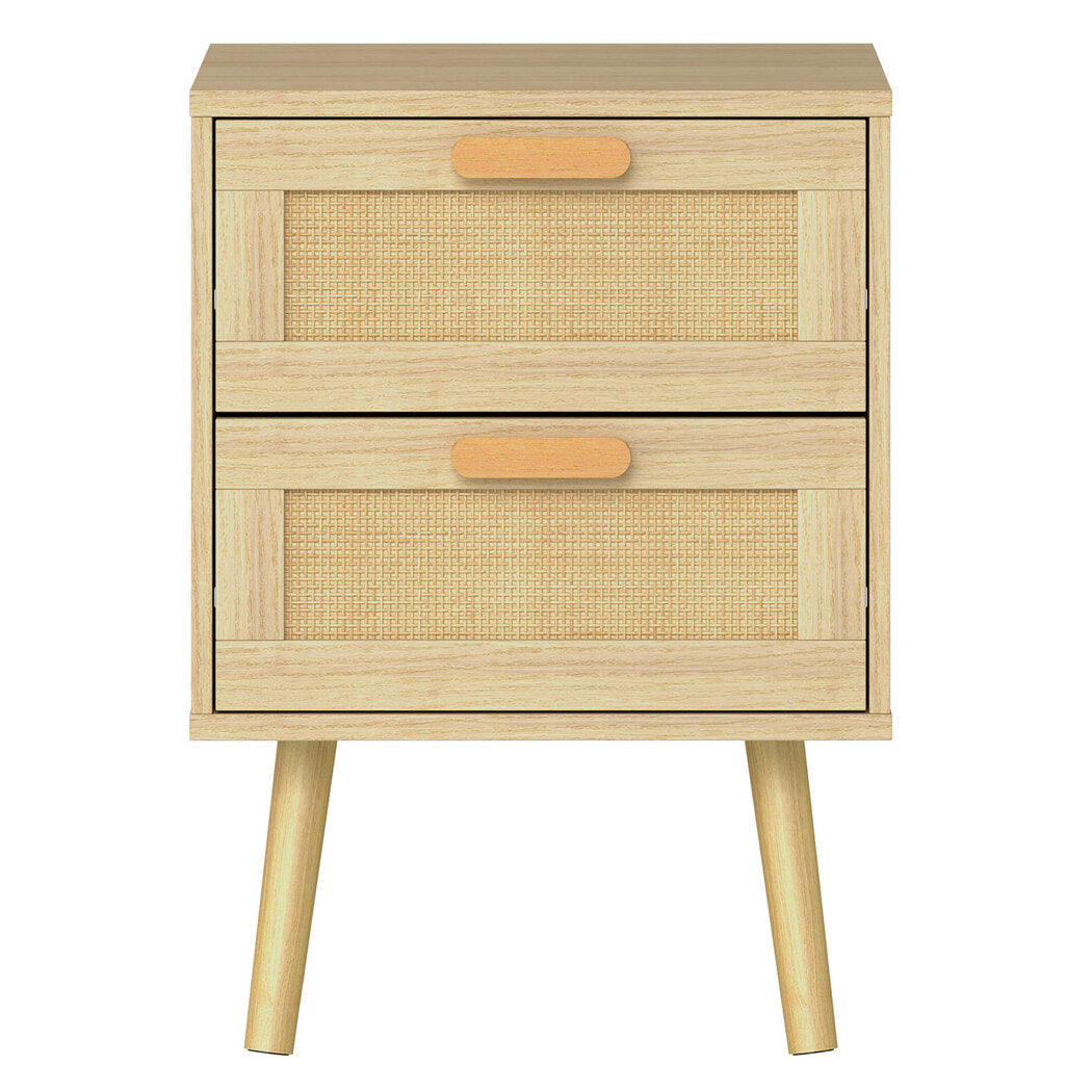Levede 2x Bedside Tables Set Wooden Side Table Nigntstand Bedroom Rattan Drawers-2050056763503415297